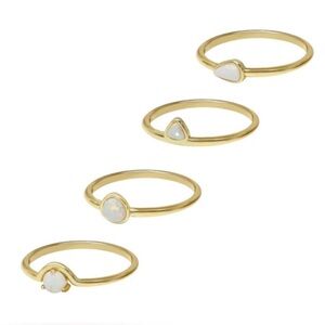 ettika True Opal Stackers 18k Gold Plated Ring Set of 4